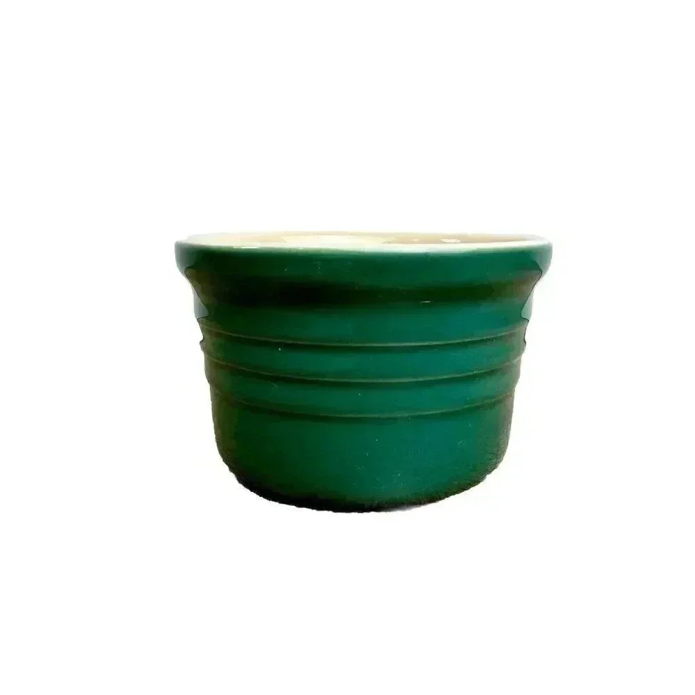 Le Creuset France Dark Green Small Stoneware Ramekin Crème Brûlée Ribbed 01.04